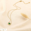Collier acier inoxydable strass cristal ovale 0125552 vert