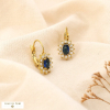 Boucles d’oreilles acier inox strass cristal ovale 0325551 bleu foncé