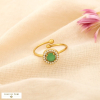 Bague acier inoxydable cabochon verre strass 0425520 vert