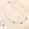 Collier minimaliste acier inoxydable cristal ovale 0125556 rouge bordeaux