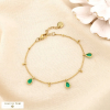 Bracelet minimaliste acier inox cristal goutte bille 0225545 vert