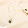 Collier acier inoxydable scarabée émail strass 0125514 vert