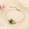 Bracelet acier inoxydable scarabée émail strass 0225507 vert