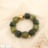 Bracelet élastique acier marbré résine paillette 0225581 vert foncé