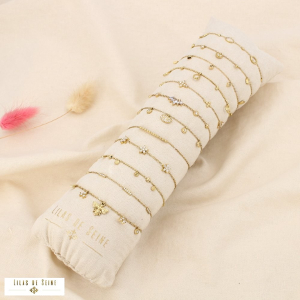 Ensemble 12 bracelets minimaliste acier inox strass 0225541 doré