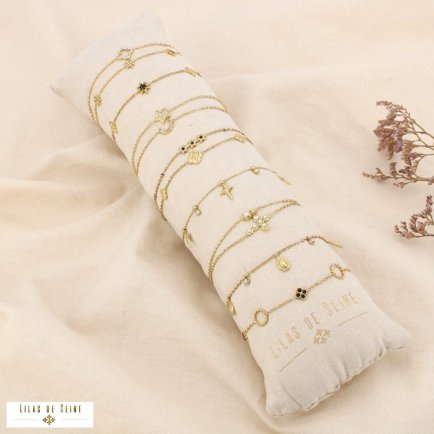 Ensemble 12 bracelets minimaliste acier inox strass 0225569 doré