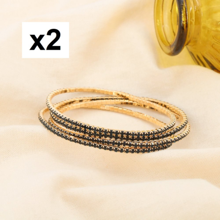 8 BRACELETS ACCUMULATION FINS ÉLASTIQUES STRASS 0223195 bleu foncé