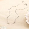 Collier acier inoxydable martelé bille pampille 0125565 argenté