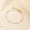 Bracelet acier inoxydable minimaliste barre strass 0225552 doré