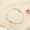 Bracelet acier inoxydable strass couronne 0225547 doré
