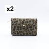 2 Pochettes motif léopard Flora&Co polyester velours 0925537 vert kaki