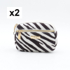 2 Pochettes motif zèbre Flora&Co polyester velours 0925536 blanc