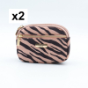 2 Pochettes motif zèbre Flora&Co polyester velours 0925536 vieux rose