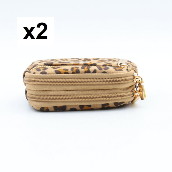 2 Pochettes motif léopard Flora&Co polyester velours 0925535 naturel/beige