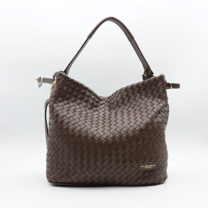 Sac à bandoulière Flora&Co simili-cuir tressé 0925531 marron foncé