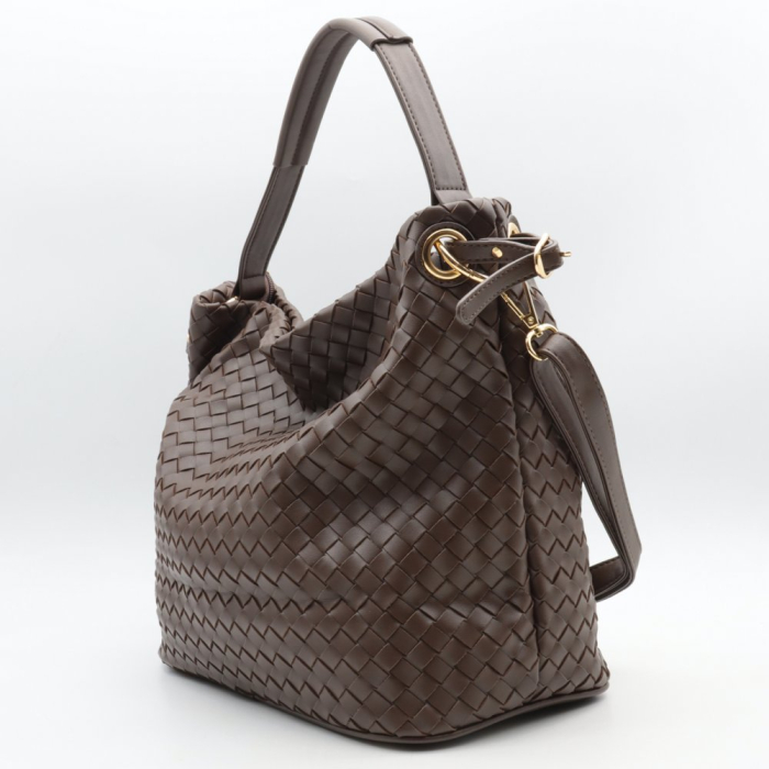 Sac à bandoulière Flora&Co simili-cuir tressé 0925531 marron foncé