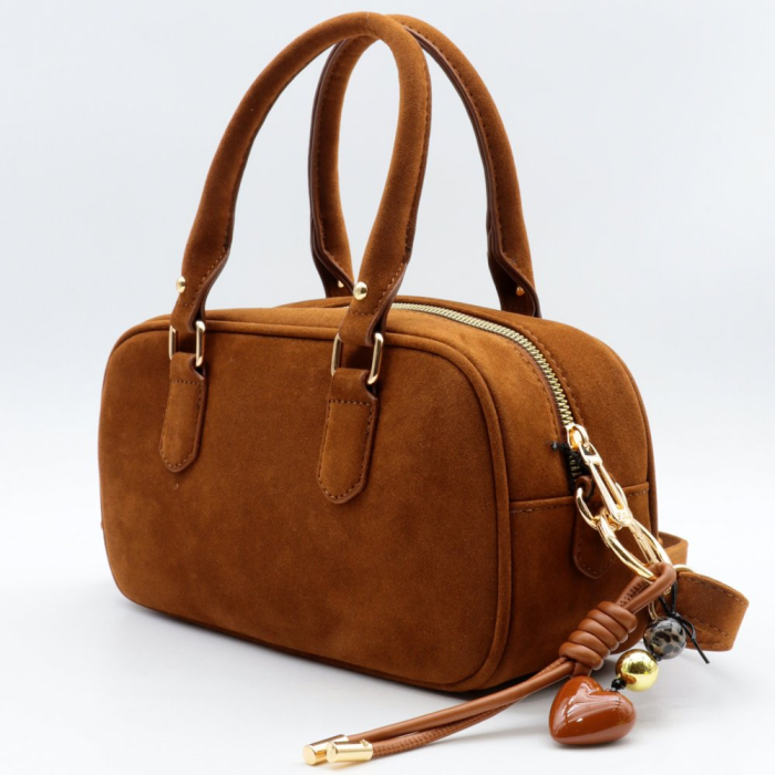 Sac à main long Flora&Co simili-cuir façon daim 0925523 cognac