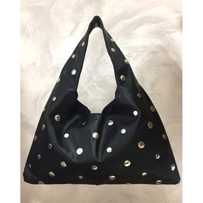 Sac à main cabas effet daim clouté polyester 0925029 noir