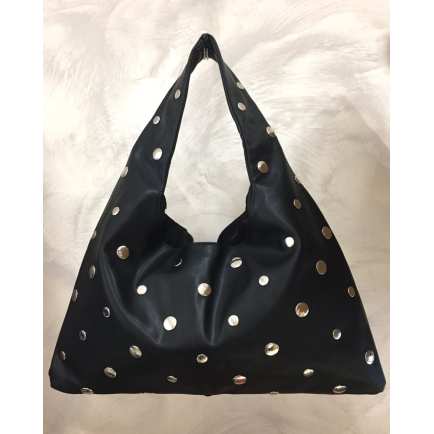 Sac à main cabas effet daim clouté polyester 0925029 noir