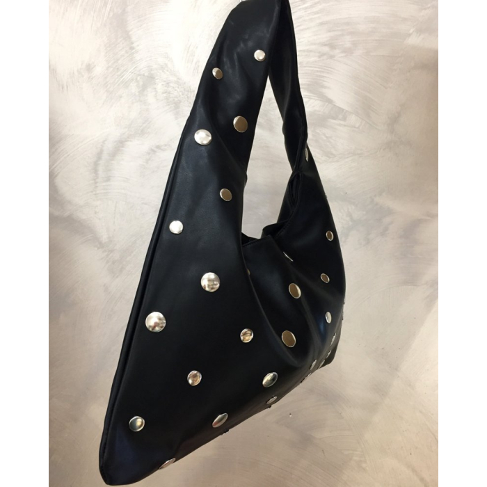 Sac à main cabas effet daim clouté polyester 0925029 noir