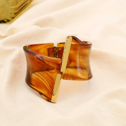 Bracelet acier résine jonc ouvrable marbré 0225596 cognac