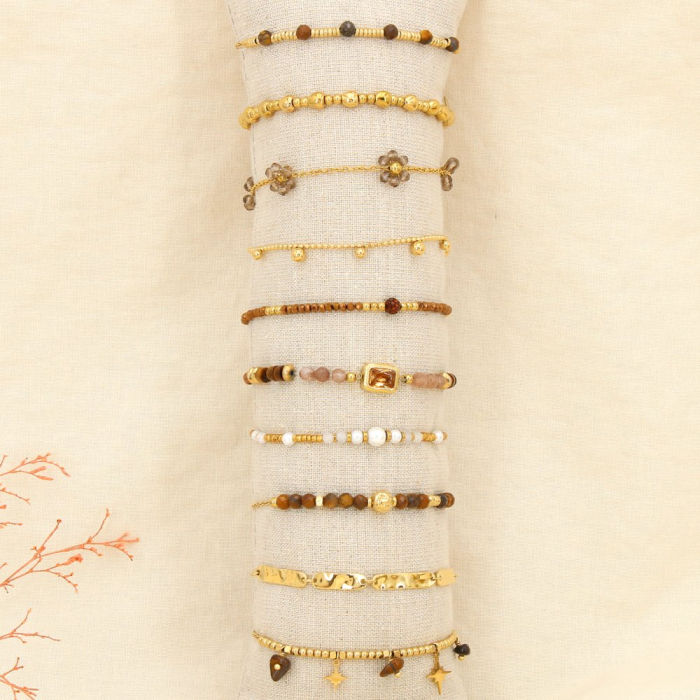 Ensemble 10 bracelets acier inoxydable nuance marron 0225603 marron