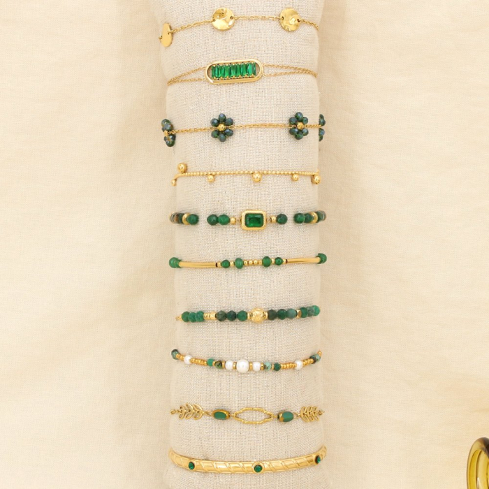 Ensemble 10 bracelets acier inoxydable nuance vert 0225604 vert