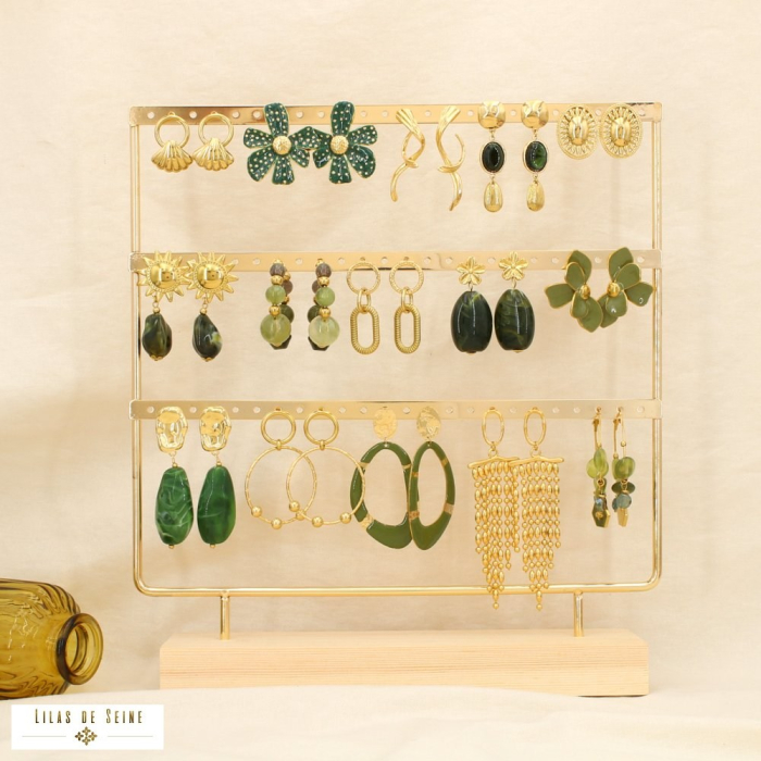 Ensemble 15 boucles d'oreilles acier nuance vert 0325612 vert