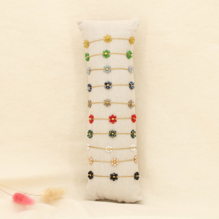 Ensemble 10 bracelets acier cristal perle fleur 0225608 multi