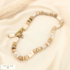 Collier acier inoxydable résine tubulaire marbrée 0125612 naturel/beige