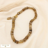 Collier acier inoxydable résine tubulaire marbrée 0125612 taupe