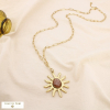 Collier sautoir acier résine soleil paillette 0125610 marron