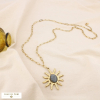 Collier sautoir acier résine soleil paillette 0125610 gris foncé