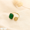 Bague acier inoxydable ouverte acrylique bicolore 0425524 vert