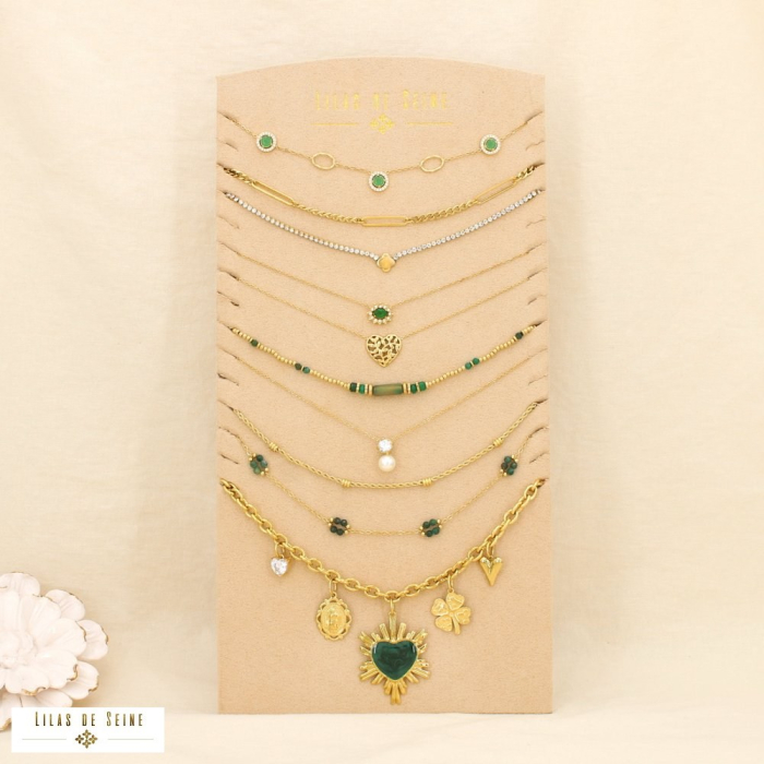 Ensemble 10 colliers acier inoxydable nuance vert 0125617 vert