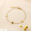 Bracelet acier inoxydable strass étoiles 0225571 doré