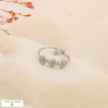 Bague ouverte acier inoxydable strass trèfle 0425522 argenté