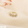 Bague ouverte acier inoxydable strass trèfle 0425522 doré
