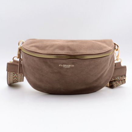 Sac banane Flora&Co simili-cuir façon daim bandoulière fantaisie 0925501 taupe
