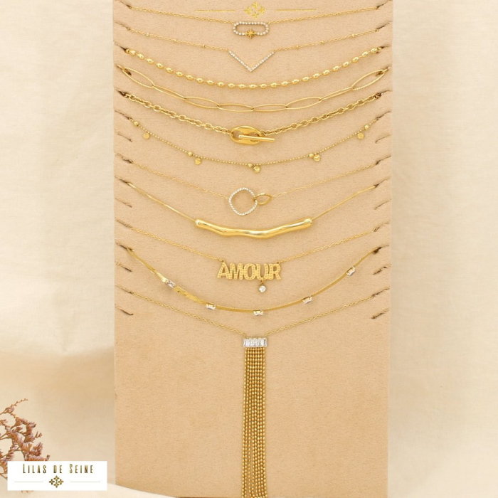 Ensemble 10 colliers acier inoxydable nuance doré 0125586 doré