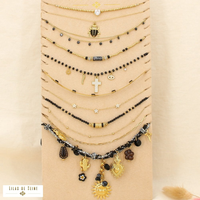 Ensemble 10 colliers acier inoxydable nuance noir 0125619 noir