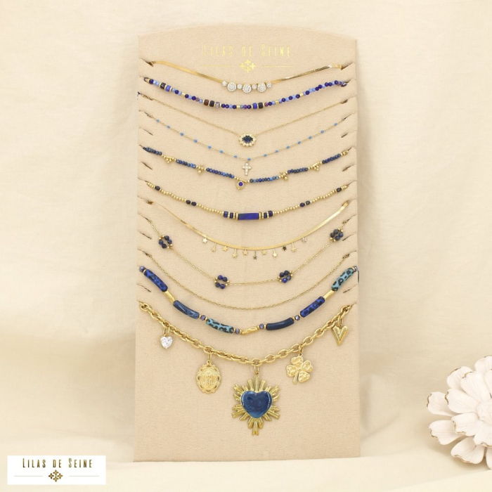 Ensemble 10 colliers acier inoxydable nuance bleu 0125622 bleu foncé