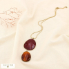 Collier acier inoxydable résine pendentif double 0125597 rouge bordeaux
