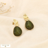 Boucles d’oreilles acier inoxydable martelé résine 0325611 vert
