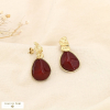 Boucles d’oreilles acier inoxydable martelé résine 0325611 rouge bordeaux