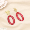 Boucles d’oreilles acier cœur résine ovale marbrée 0325617 rouge bordeaux