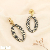 Boucles d’oreilles acier résine ovale imprimé zèbre 0325615 doré