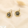 Boucles d’oreilles acier inoxydable résine zèbre 0325621 doré