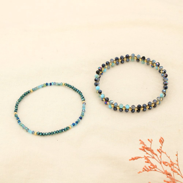 Ensemble 24 bracelets élastique cristal facetté CCB 0225613 multi