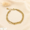 Bracelet multi-chaînes maille corde tube acier inoxydable 0224508 doré